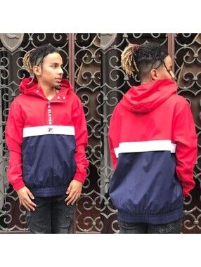 Men's Fila Red | White | Navy Hooded Jacket NWT